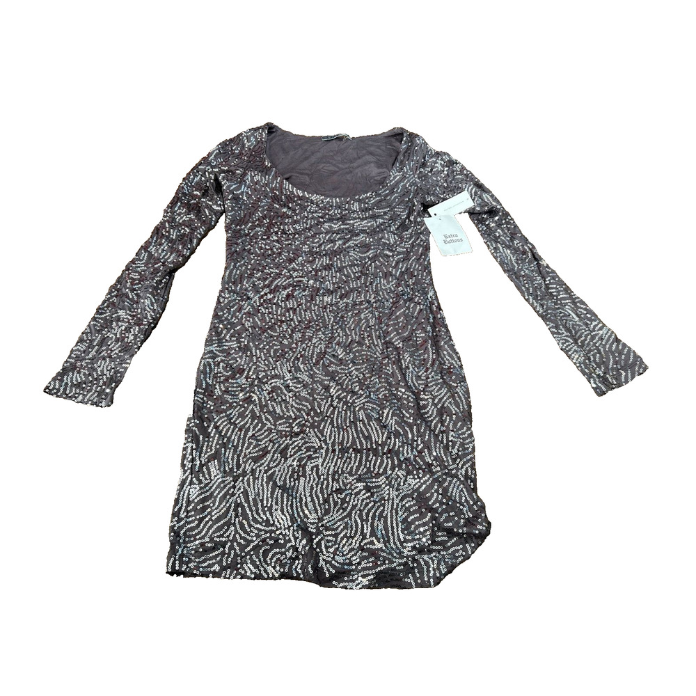 Velvet By Graham & Spencer Womens S Gray Full Sequin Long‎ Sleeve Midi Dress NWT